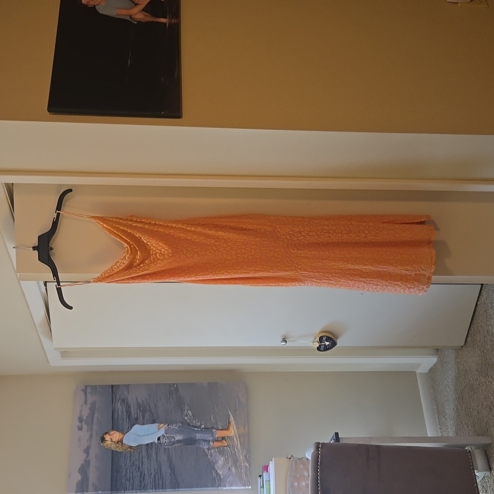 Long melon leopard print dress